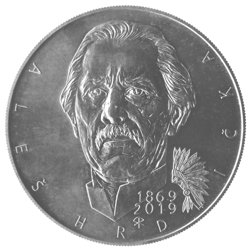 Aleš Hrdlička 150. výročí narození, ČNB 2019, rubová strana, standard