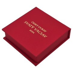 Luxusní etue so zlatou ražbou pro zlatý jednodukát sv. Václava 2024. Luxusní etue so zlatou ražbou pro zlatý jednodukát sv. Václava 2024.