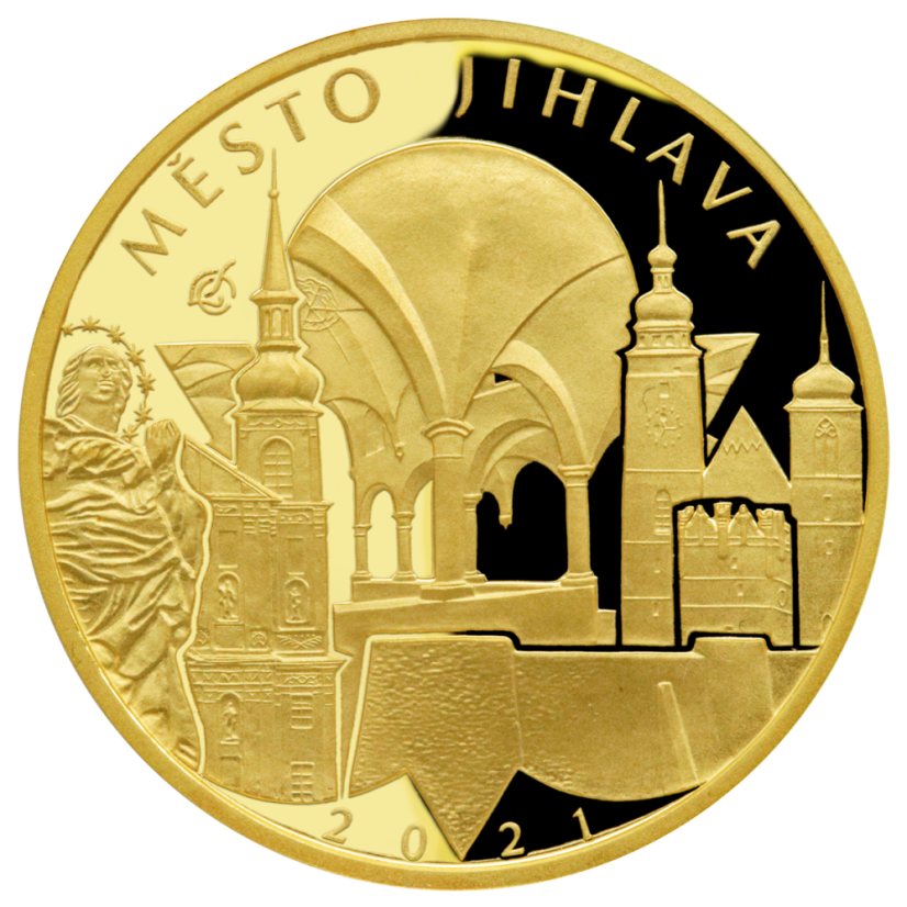 5000 Kč zlatá mince MPR Jihlava, rub, proof, 2021
