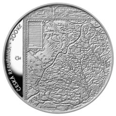 Komenského mapa Moravy - 400. výročí vydání, proof - líc - emise ČNB 2024