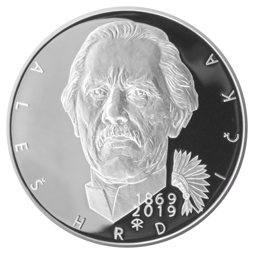Aleš Hrdlička 150. výročí narození, ČNB 2019, rubová strana, proof