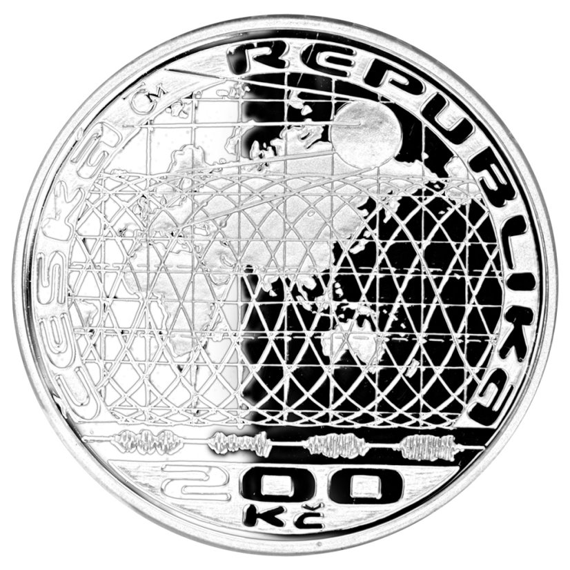 První ulělé družice země (Sputnik), 50. výročí vypuštění, proof - líc - emise ČNB 2007