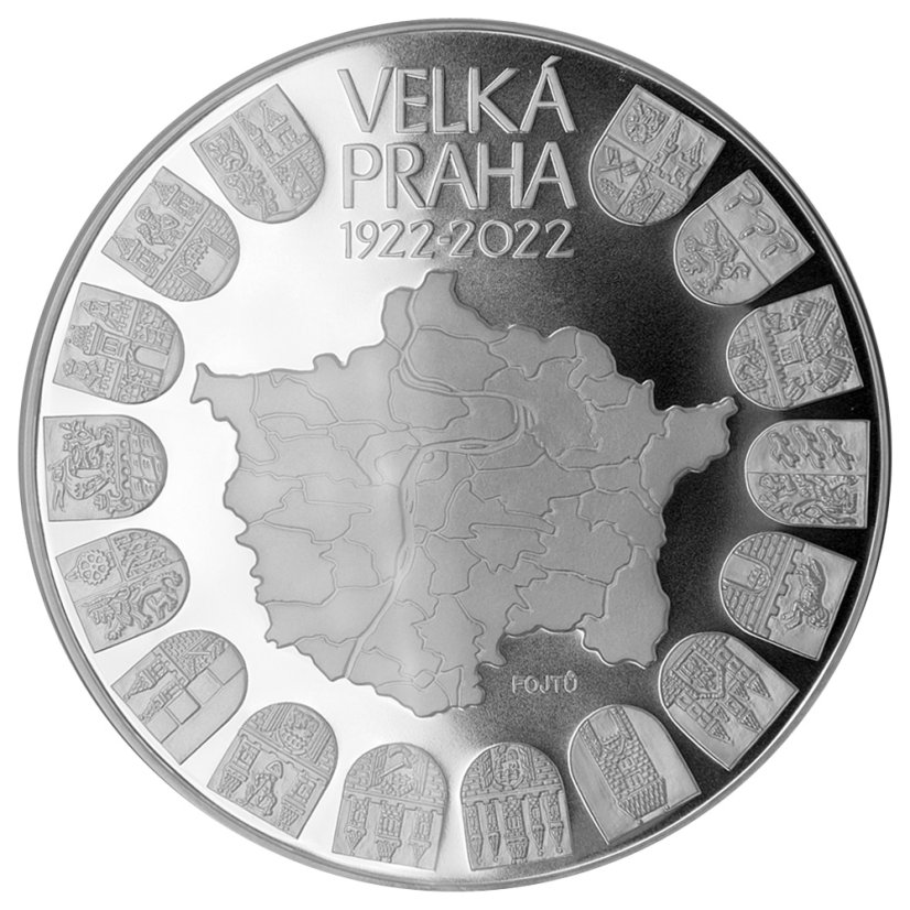 10000 Kč Založení velké Prahy 1 kg, rub - leštená, 2021