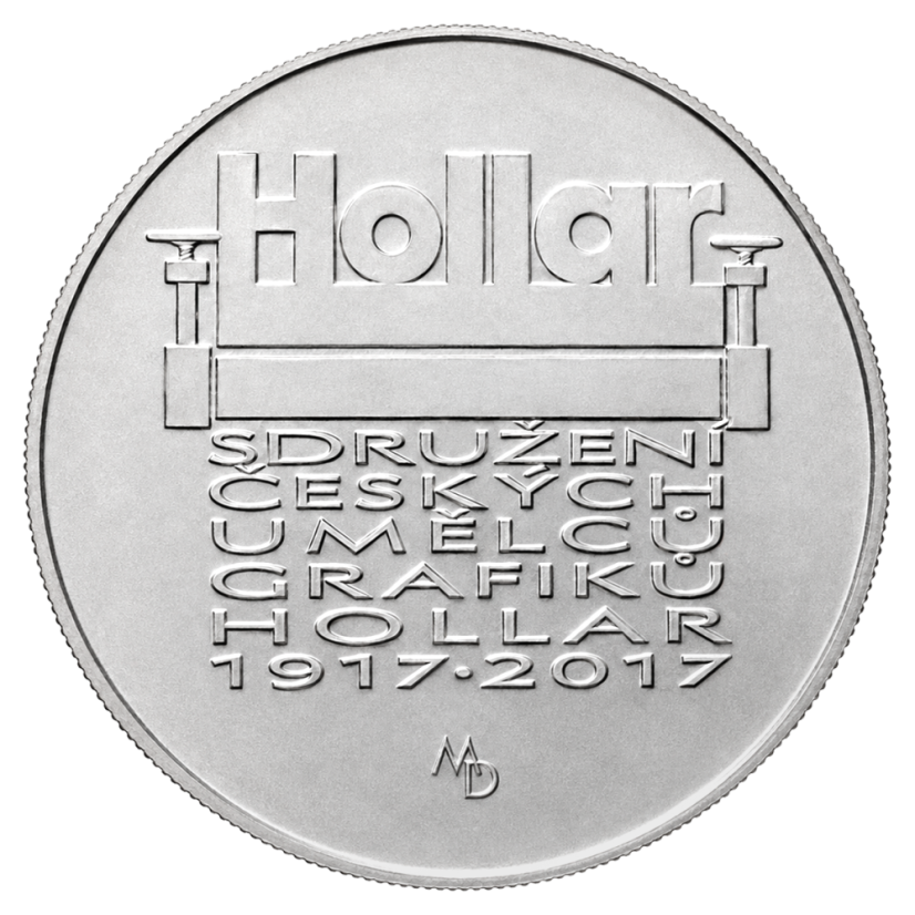 Založení Sdružení českých umělců a grafiků Hollar 100. výročí, 200 Kč, ČNB 2017, lícní strana, standard