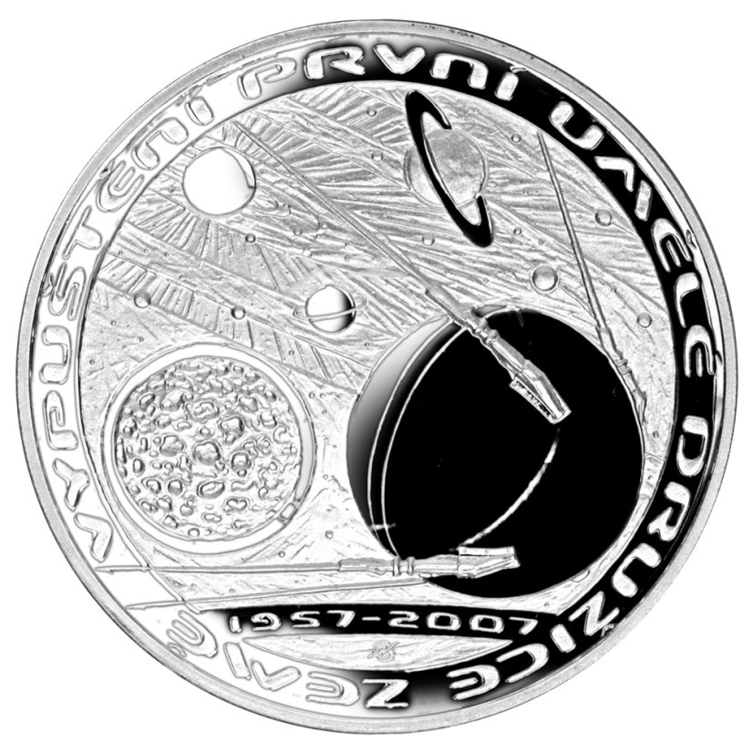 První ulělé družice země (Sputnik), 50. výročí vypuštění, proof - rub - emise ČNB 2007
