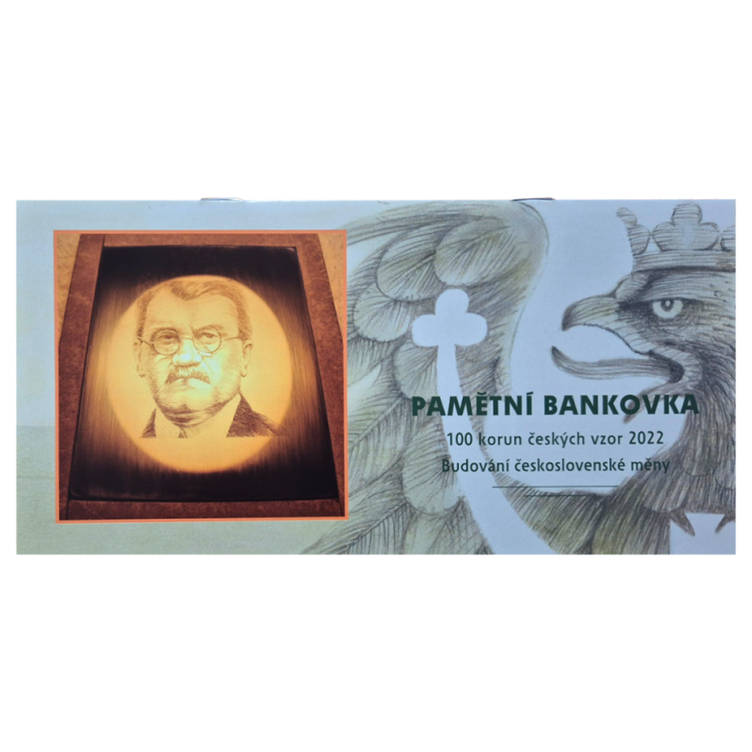 Pamětní bankovka 100 Kč 2022 Budování československé měny II - Kerel Engliš - letáček