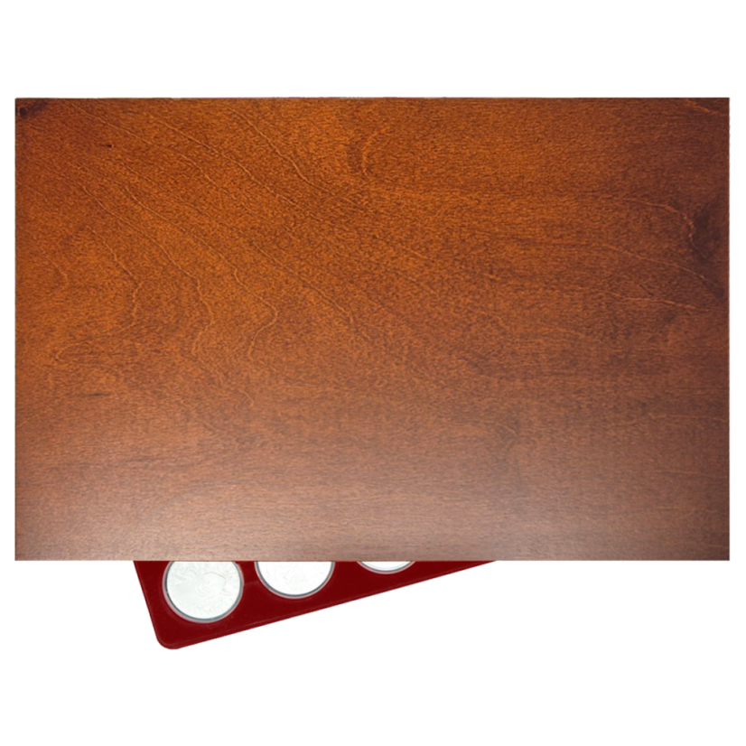 Luxusní dřevěná kazeta na stříbrné mince ČNB od roku 1993 červená plata