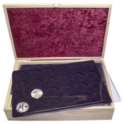 Luxusní přírodní dřevěná kazeta na stříbrné pamětní mince ČNB od roku 1993