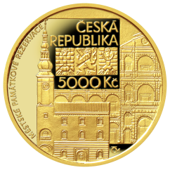 5000 Kč zlatá mince MPR Moravská Třebová, líc, proof, 2024 5000 Kč zlatá mince MPR Moravská Třebová, líc, proof, 2024