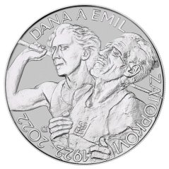 Dana a Emil Zátopkovi, 100. výročí narození, ČNB 2022, rubová strana, standard Dana a Emil Zátopkovi, 100. výročí narození, ČNB 2022, rubová strana, standard