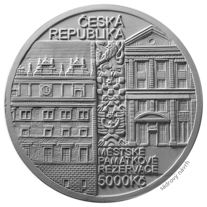 Umělecký sádrový návrh zlaté mince MPR Plzeň - lícní strana