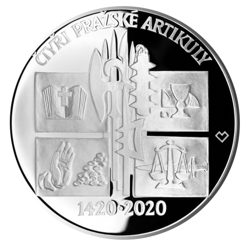 Čtyři pražské artikuly  600. výročí vydání, 200 Kč, rub - proof, 2020