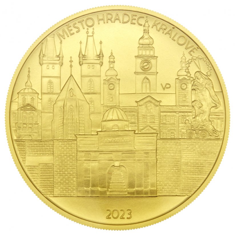 Zlatá mince 5000 Kč Městská památková rezervace Hradec Králové 2023 standard