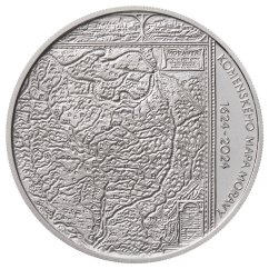 Komenského mapa Moravy - 400. výročí vydání, standard - rub - emise ČNB 2024