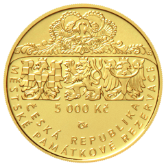 5000 Kč zlatá mince MPR Štramberk, líc, standard, 2025