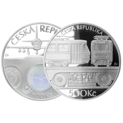 Sada stříbrných 500 Kč mincí letoun L-39 Albatros 2025 a tramvaj Tatra T3 2024 proof
