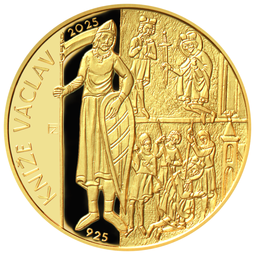 Mimořádná zlatá mince 10000 Kč Začátek vlády knížete Václava - rubová strana - proof, ČNB 2025