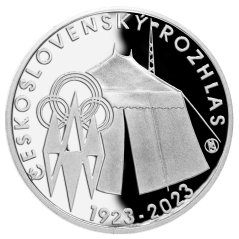 200 Kč Zahájení pravidelného vysílání čs rozhlasu 100. výročí, líc - proof, 2023