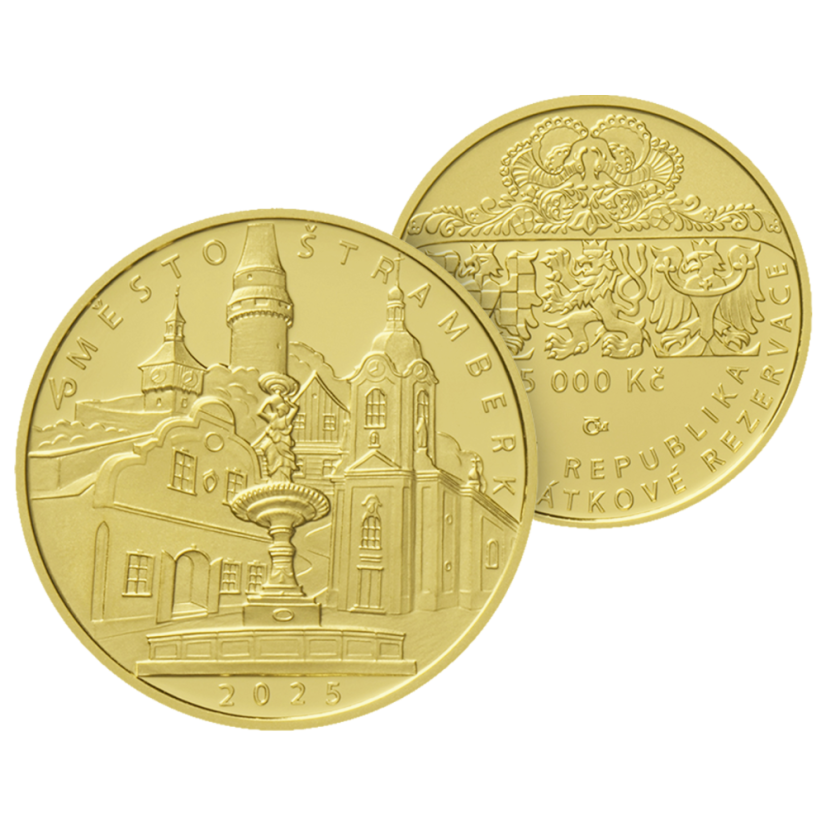 5000 Kč zlatá mince MPR Štramberk, rub-líc, 2025
