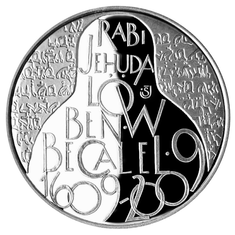 Rabi Jehuda Löw - 400. výročí úmrtí , proof - rub - emise ČNB 2009