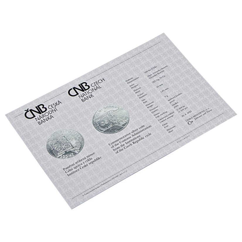 100 Kč, Celní správa České republiky, katalogová karta, ČNB 2025