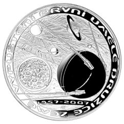 První ulělé družice země (Sputnik), 50. výročí vypuštění, proof - rub - emise ČNB 2007
