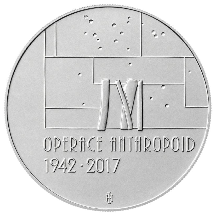 Operace Anthropoid 75. výročí, 200 Kč, ČNB 2017, lícní strana, standard