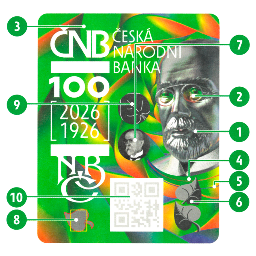 Přebal na oběžnou bankovku 5000 Kč s přítiskem, fragment přítisku