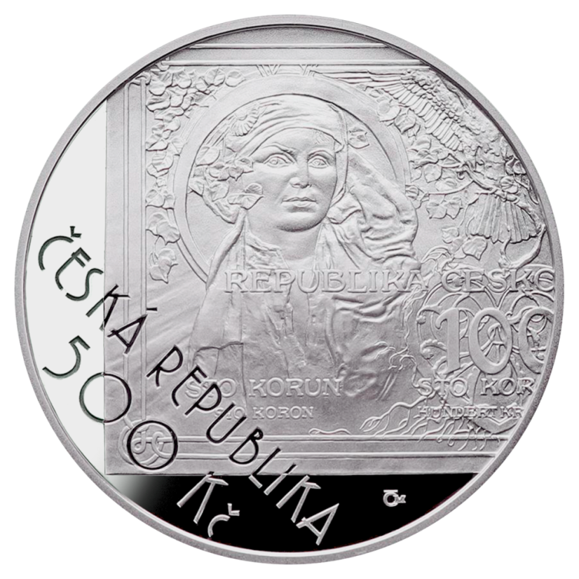 500 Kč Zahájení vydávání československých platidel 100. výročí , líc - sproof, 2019
